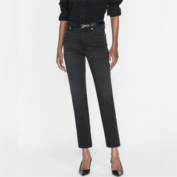 FRAME Le Sleek Straight Jeans In Kerry Dark Grey Black Luxury NWT - Picture 2 of 15